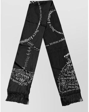 Dolce & Gabbana Silk Logo Print Scarf - Black