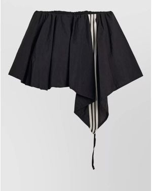 Y-3 Asymmetrical Hem Shorts Elastic Waistband Stripes - Black