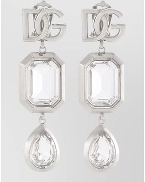 Dolce & Gabbana Crystal Drop Earrings Tone Finish - White
