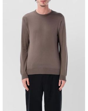 John Smedley Hatfield Long Sleeve Sweater Ribbed Detailing - Gray