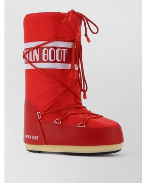 Moon Boot Logo-Print Knee-High Boots - Red