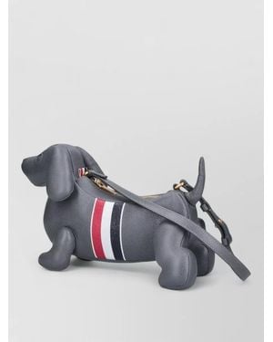 Thom Browne Shoulder Bag Dog Shape Textured Tricolour Stripe - Grey