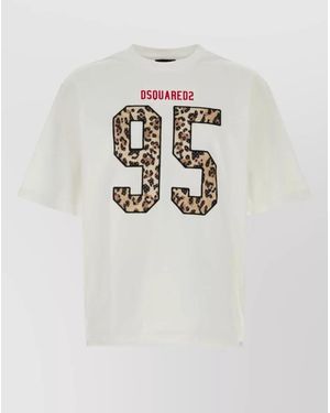 DSquared² Oversize Crew Neck Graphic Print T Shirt - White