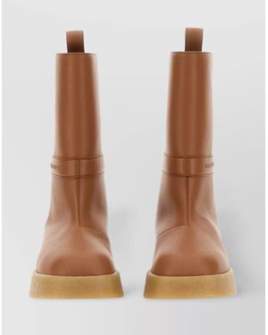 Stella McCartney Chunky Sole Faux Leather Mid-Calf Boots - Brown