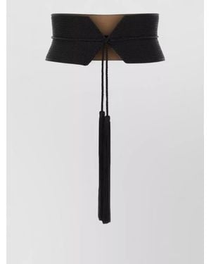 Alaïa Viscose Belt Tassel Detail Wide Band - Black