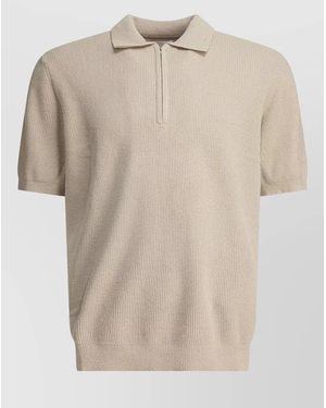 NN07 Danny Polo Knit Ribbed Short Sleeve - Natural