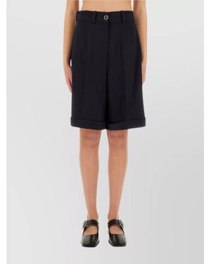 Patou Wool Knee-Length Bermuda Shorts - Black