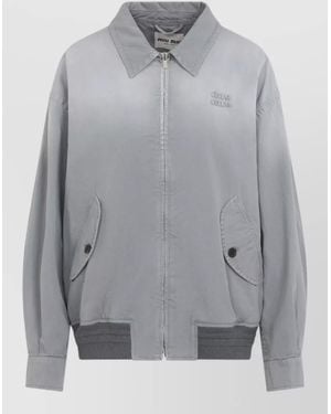 Miu Miu Oversized Cotton Gabardine Workwear Coat - Gray