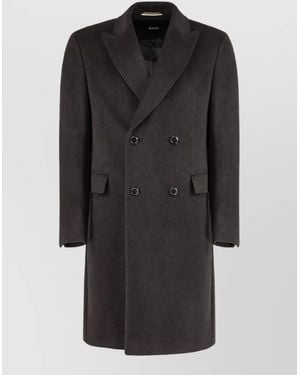 BOSS Alpaca Wool Double-Breasted Coat - Black