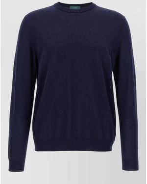 Zanone Cotton Crew Neck Jumper Long Sleeves - Blue
