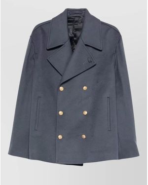 Lardini Double Breasted Attitude Pea Coat - Blue