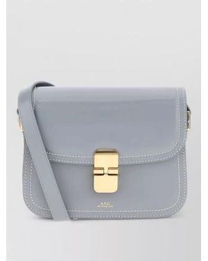 A.P.C. Grace Leather Small Crossbody Bag - Gray