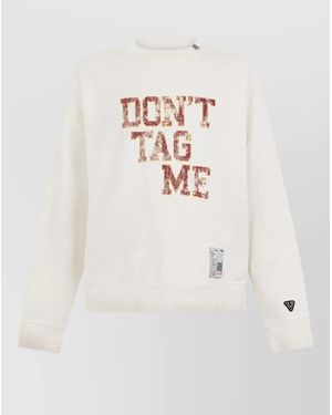 Maison Mihara Yasuhiro Cotton Long-Sleeve Text-Print Top - Natural