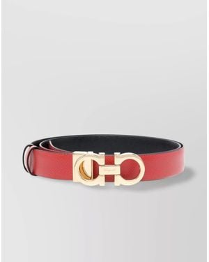 Ferragamo Buckle Belt Textured Finish - Orange