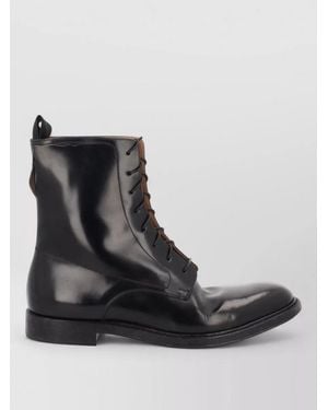 Maison Margiela Leather Ankle Boots Round Toe Pull Tab - Black