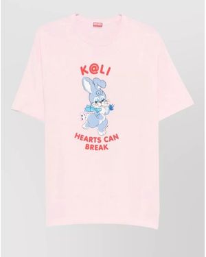 KENZO Printed Cotton T-Shirt - Pink