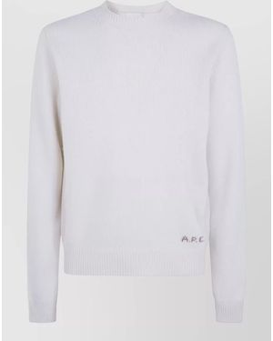 A.P.C. Edmond Knit Pullover Ribbed Cuffs Hem - White