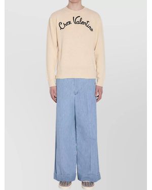 Valentino Garavani Cotton Oversized Wide-Leg Trousers - Blue