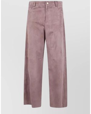 Max Mara Suede Wide-Leg Trousers - Purple