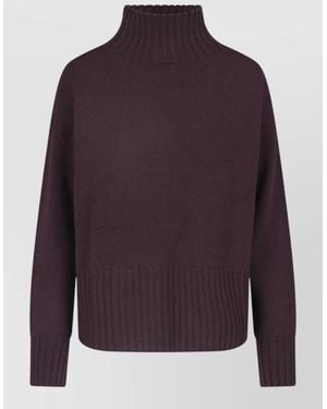 Drumohr Crew Neck Top High Collar Long Sleeves - Purple