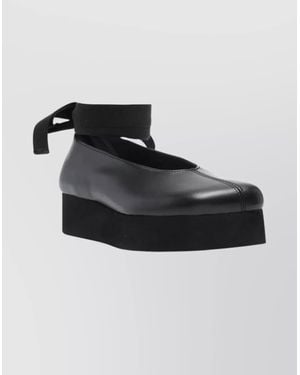 Comme des Garçons Leather Platform Ballerina Shoes - Black