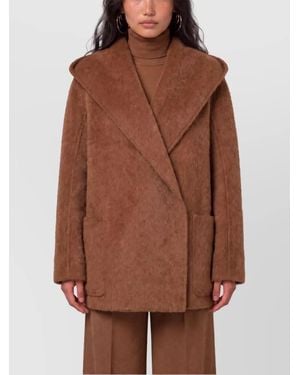 Max Mara Camel Mohair Long-Hair Short Coat - Brown