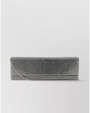 AMINA MUADDI Paloma Satin Embellished Clutch Bag - Gray