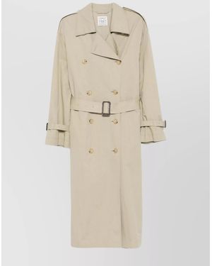 TOTEME Double-Breasted Trench Coat Belted Waist - Natural
