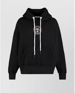 Palm Angels Cotton Logo Print Hoodie - Black