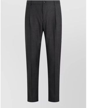 Dolce & Gabbana Virgin Wool Regular-Fit Pleated Tapered Trousers - Grey