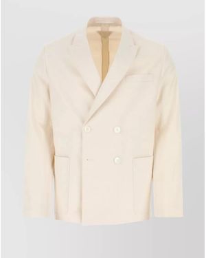 Prada Cotton Double-Breasted Blazer - Natural