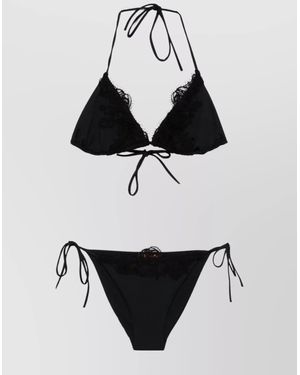 Ermanno Scervino Lace Trim Triangle Bikini Set - White