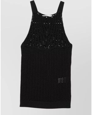 IRO Sleeveless Halterneck Crochet Top Open Knit - Black