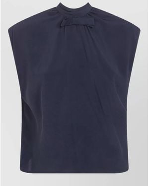 DR. HOPE Silk Blend Bow Blouse - Blue