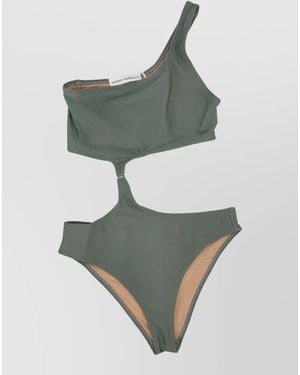 Niccolò Pasqualetti Lycra Bikini Cut Out High Waist One Shoulder - Gray