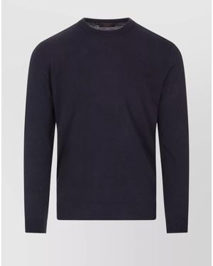 Zanone Crew Neck Long Sleeve Ribbed Sweater - Blue