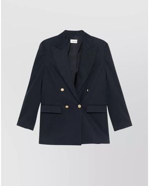 P.A.R.O.S.H. Textured Double-Breasted Blazer - Blue