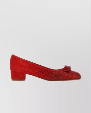 Ferragamo Suede Court Shoes - Red