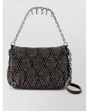 DIESEL Charm D Medium Denim Clutch Bag - Black