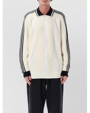 adidas Originals Knitted Jersey Long Sleeve Polo Shirt - White