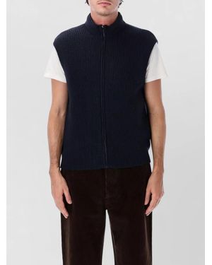 Margaret Howell Wool Relaxed-Fit Ribbed Zip Gilet - Blue