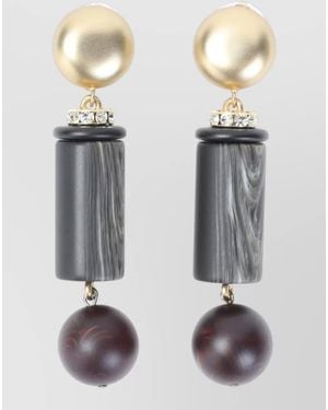 Giorgio Armani Sculptural Bead And Crystal Statement Earrings - Gray
