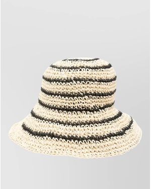 By Malene Birger Strawilla Crochet Striped Wide Brim Hat - Natural