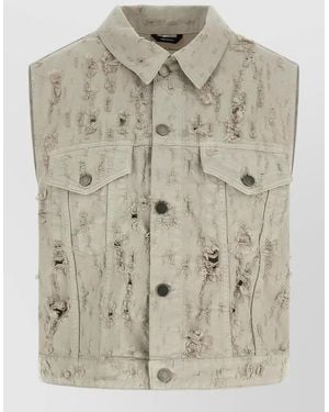 Haikure Ryder Bull Denim Sleeveless Pocket Vest - Natural