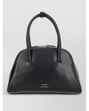 Loulou de Saison Structured Tote Bag Top Handles Design - Black