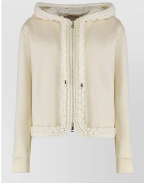 Moncler Cozy Zip-Up Hoodie For Casual Wear - Natural