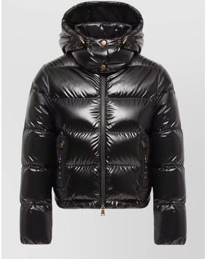 Moncler Short Down Jacket Hood And Pockets - Black
