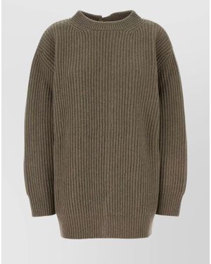MM6 by Maison Margiela Ribbed Oversized Wool Jumper Dress - Green