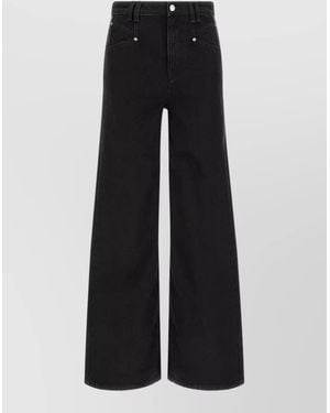 Isabel Marant Denim High-Rise Wide-Leg Jeans - Black