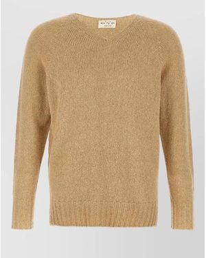 Ma'ry'ya Bouclé V-Neck Long-Sleeve Jumper - Natural